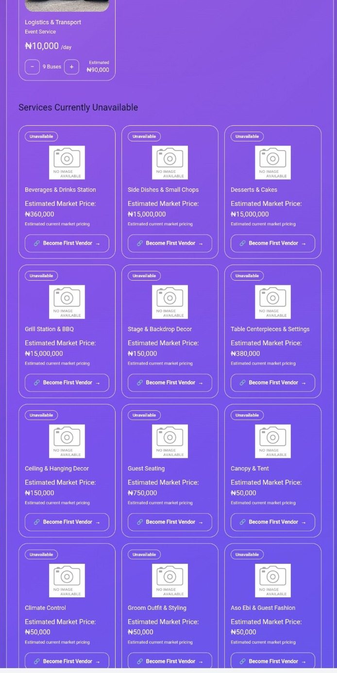 EventRentals availability interface