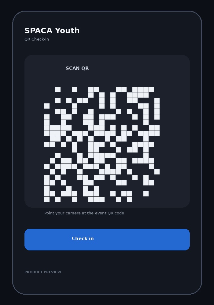 SPACA QR check-in preview